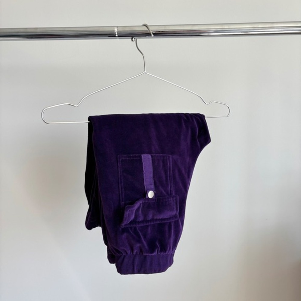 Y2K Tracksuit Purple Velour Lounge Pants S Drawstring Bimbocore McBling